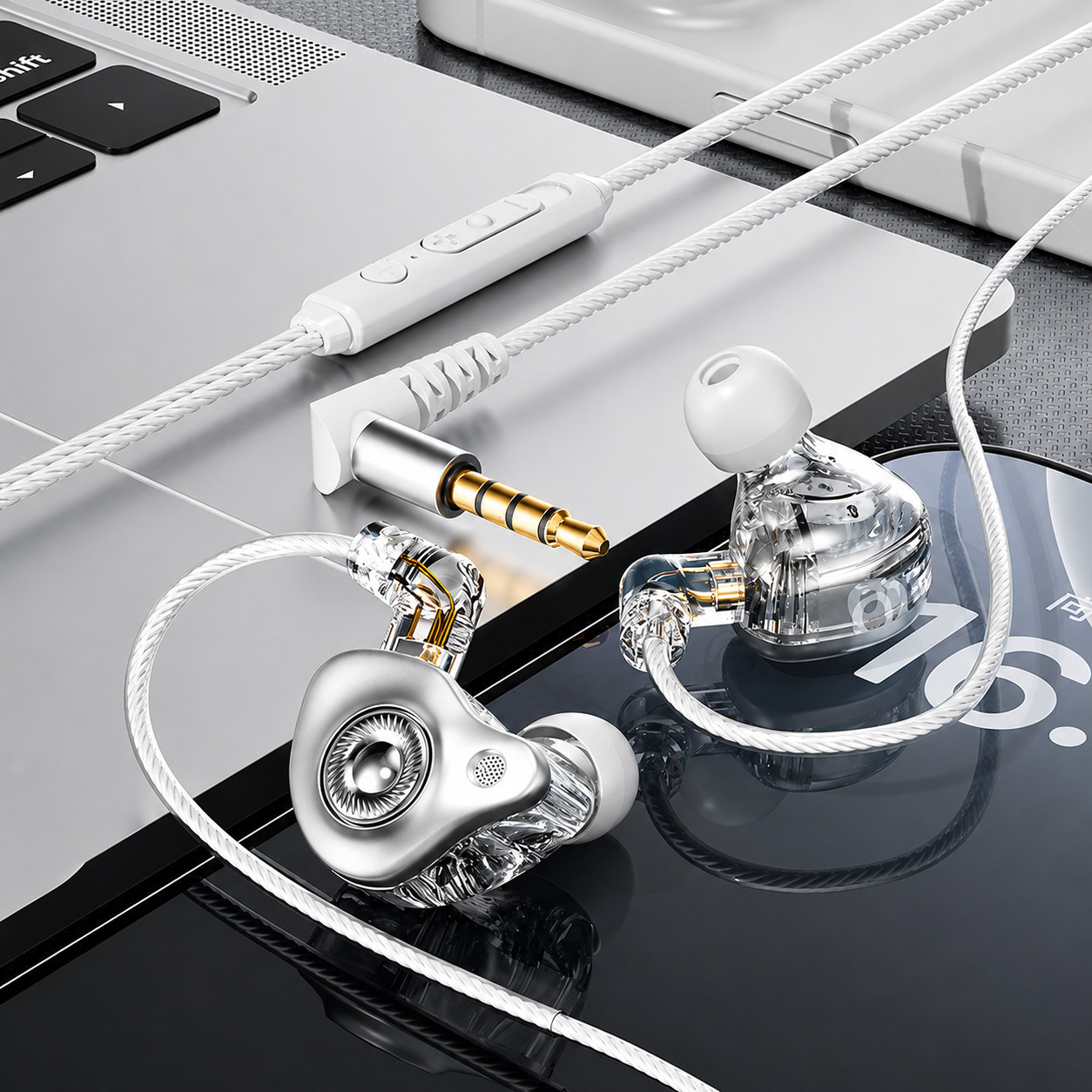 HiFi Detachable Wired IEM Earbuds w/Mic Stereo Noise Isolating USB-C 3.5mm AUX