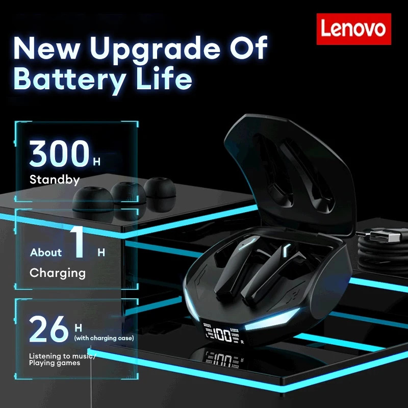 Lenovo XT53 Bluetooth 5.4 Earbuds LED Display Waterproof Noise Cancelling Gaming