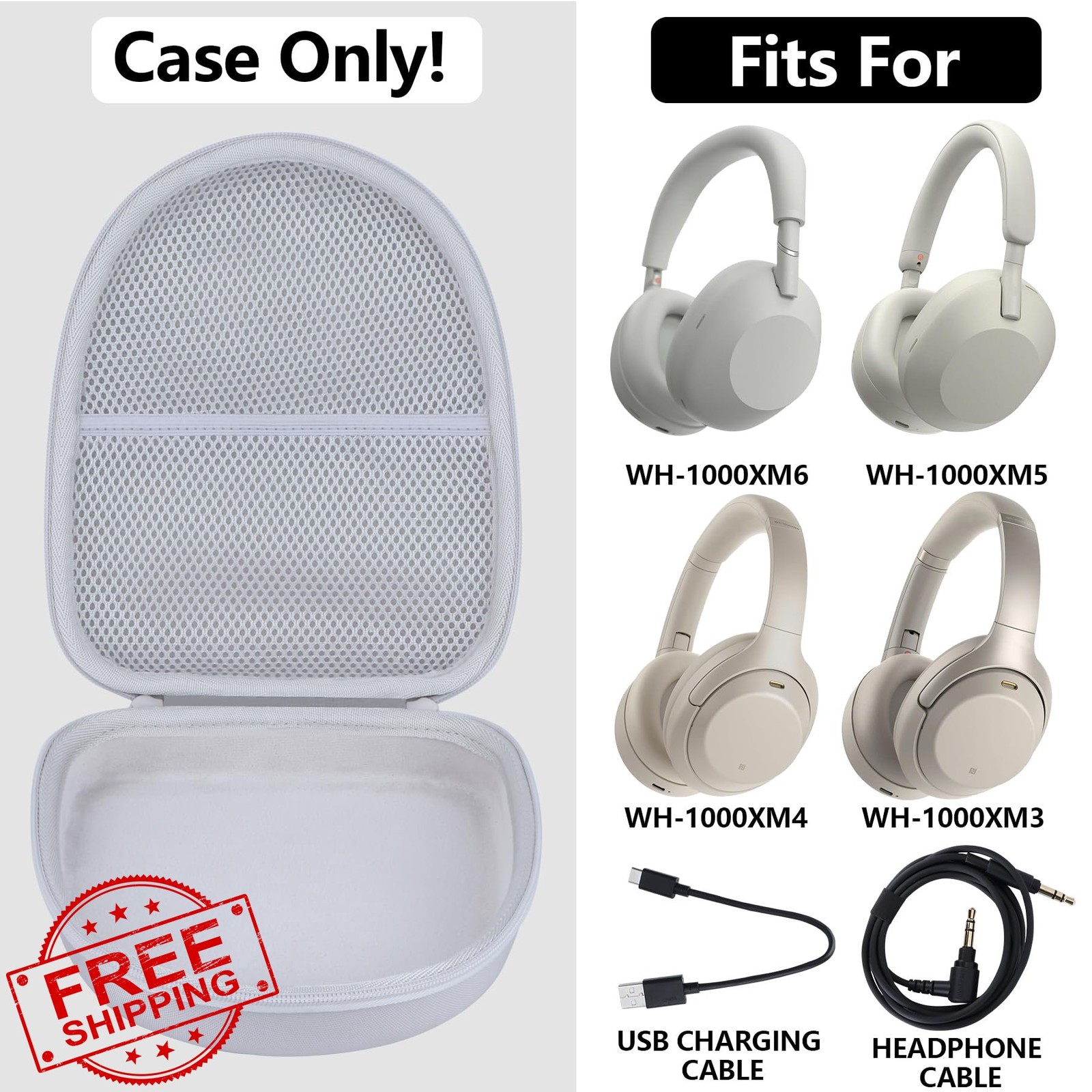 RIYADAone WH-1000XM6 Case White Sliver
