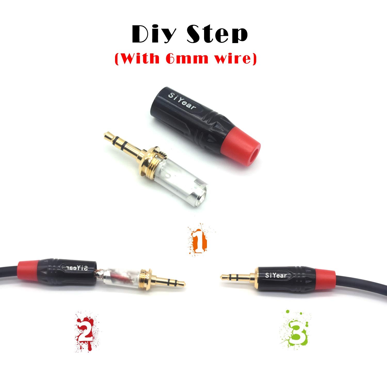 3-Pole 3.5mm Stereo Headphone Jack Male Plug Repair Replacement Solder Adapter,