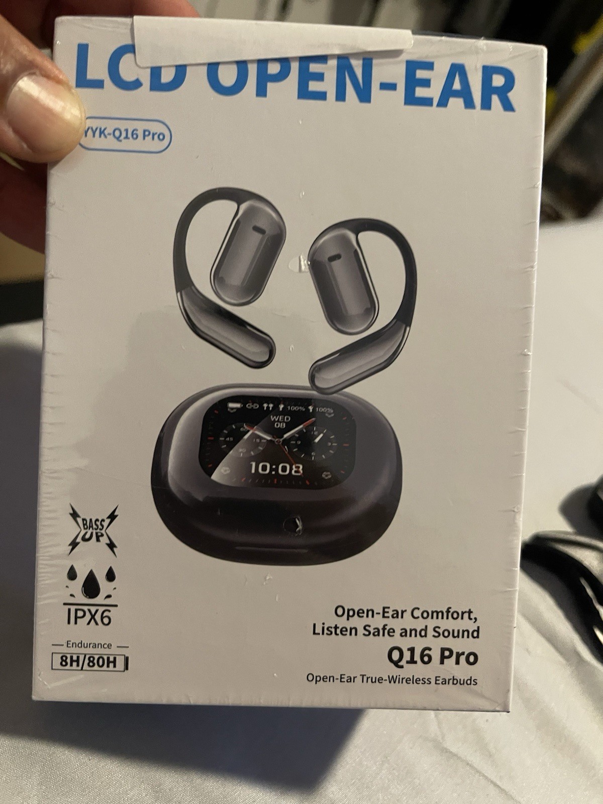 YYK Q16 Pro Open-Ear True-Wireless Earbuds IPX6 BassUp AI Calls Black/Silver