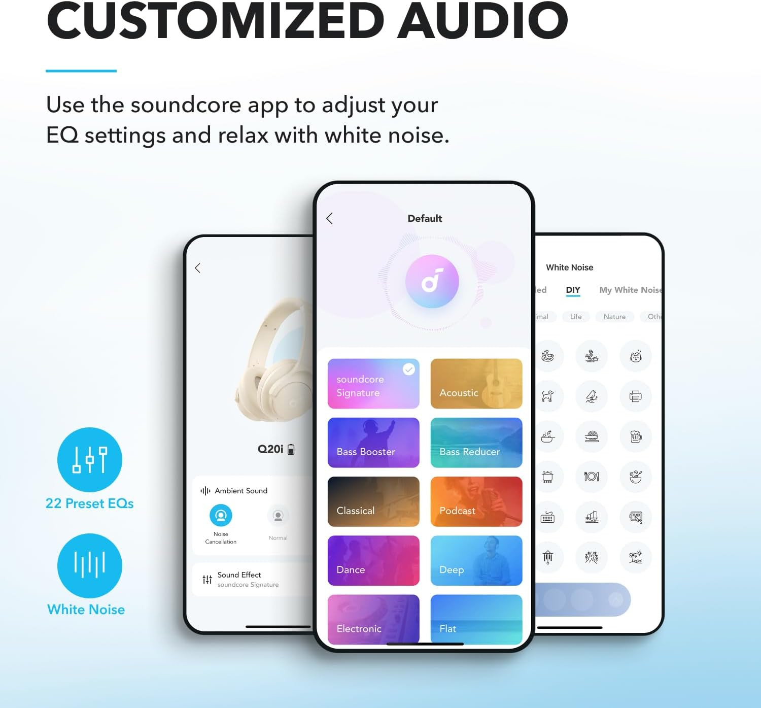 by Q20I Hybrid Active Noise Cancelling Headphones, Wireless Over-Ear Bluetooth,