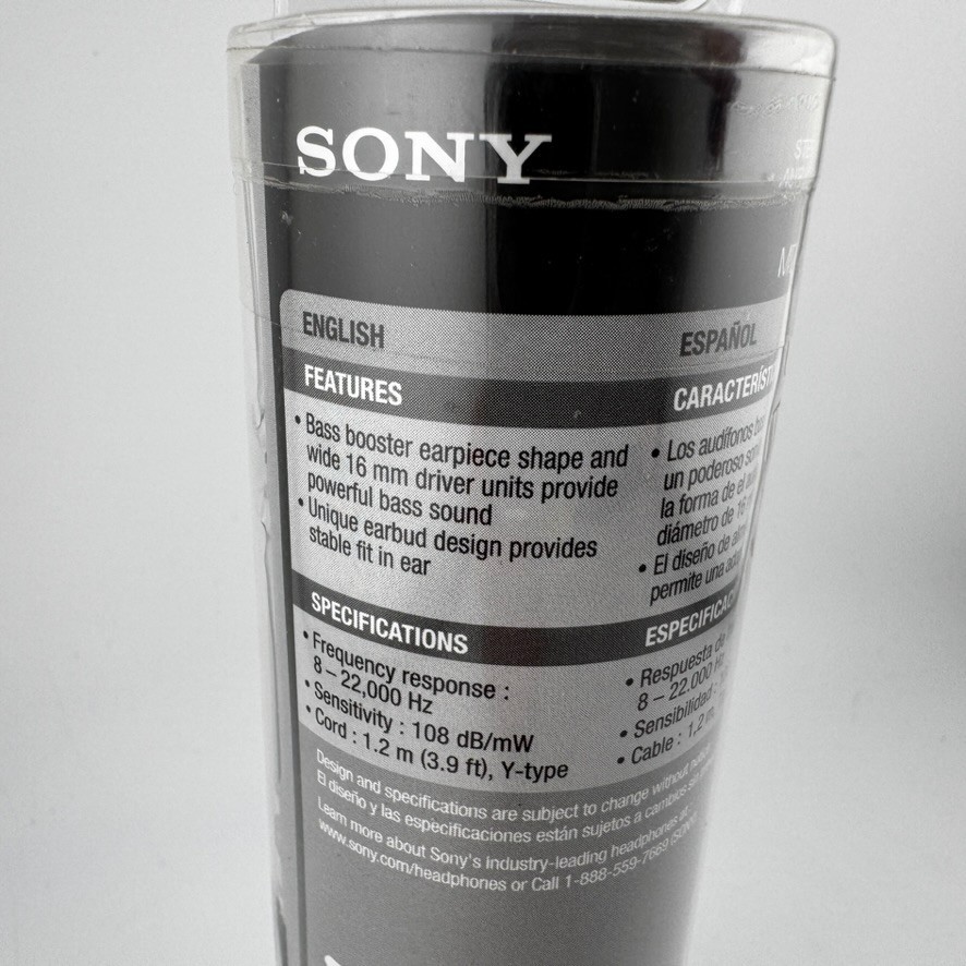 Sony MDR-ED12LP Stereo Headphones Heavy Bass Black Silver Earbuds NEW SEALED