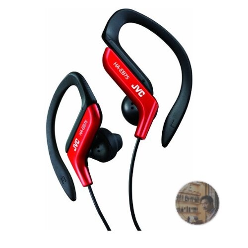 JVC Kenwood HA-EB75-R Red Waterproof Sports Ear-Hook Earphones, Open Type