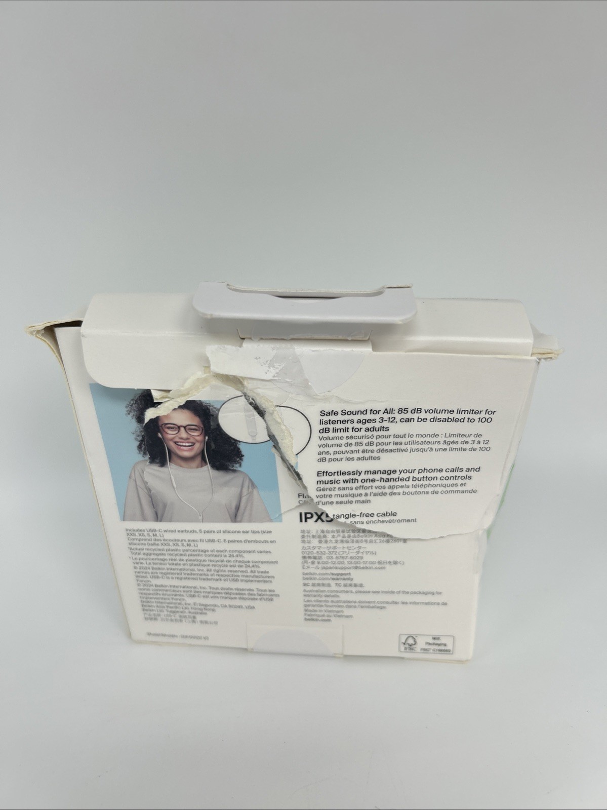 Belkin ROCKSTAR Headphones with USB-C Connector [USB-C Headphones] Damaged Box