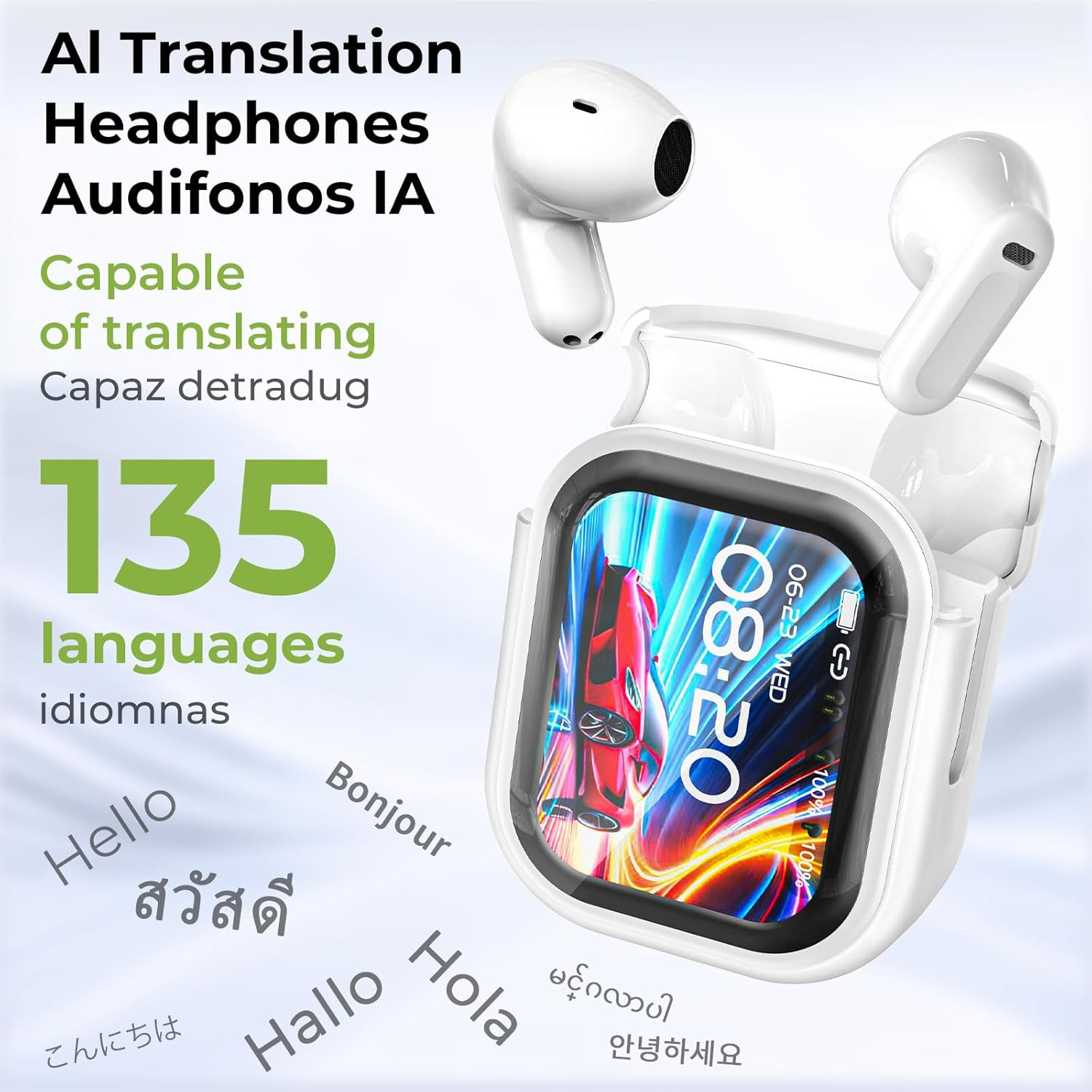NE20 Translation Earbuds Real Time, AI 135 Language Translator Earbuds, 5 Transl