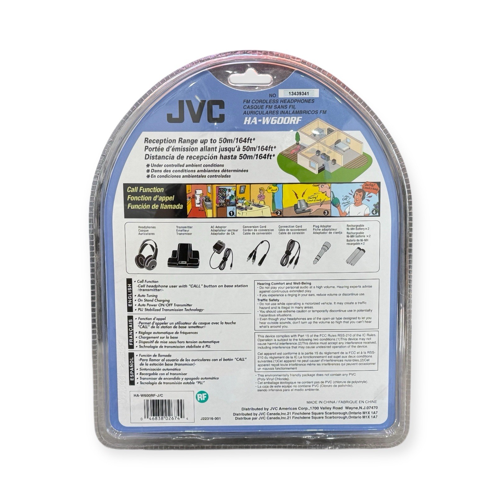 JVC Kenwood HA-W600RF FM Cordless Headphone Set Cradle Charger Power 900MHz