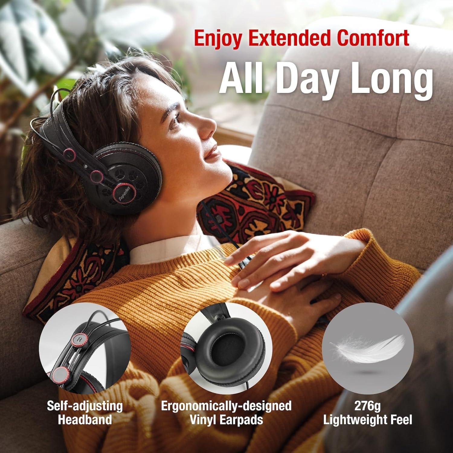 Superlux HD681 Semi-Open Studio Headphones, Wired Over-Ear with 50mm Neodymium D