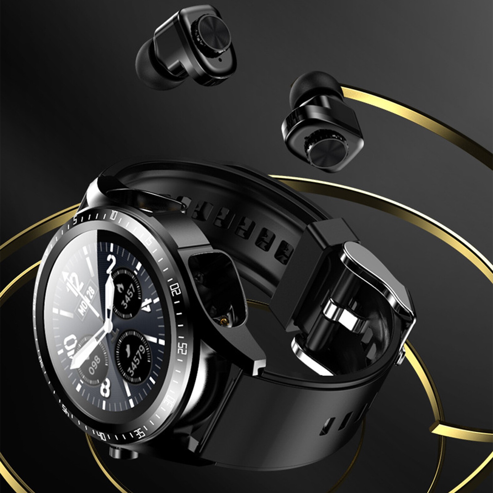 2 In 1 Smart Watch with Earbuds Men Smartwatch Wireless Headset For Android iOS