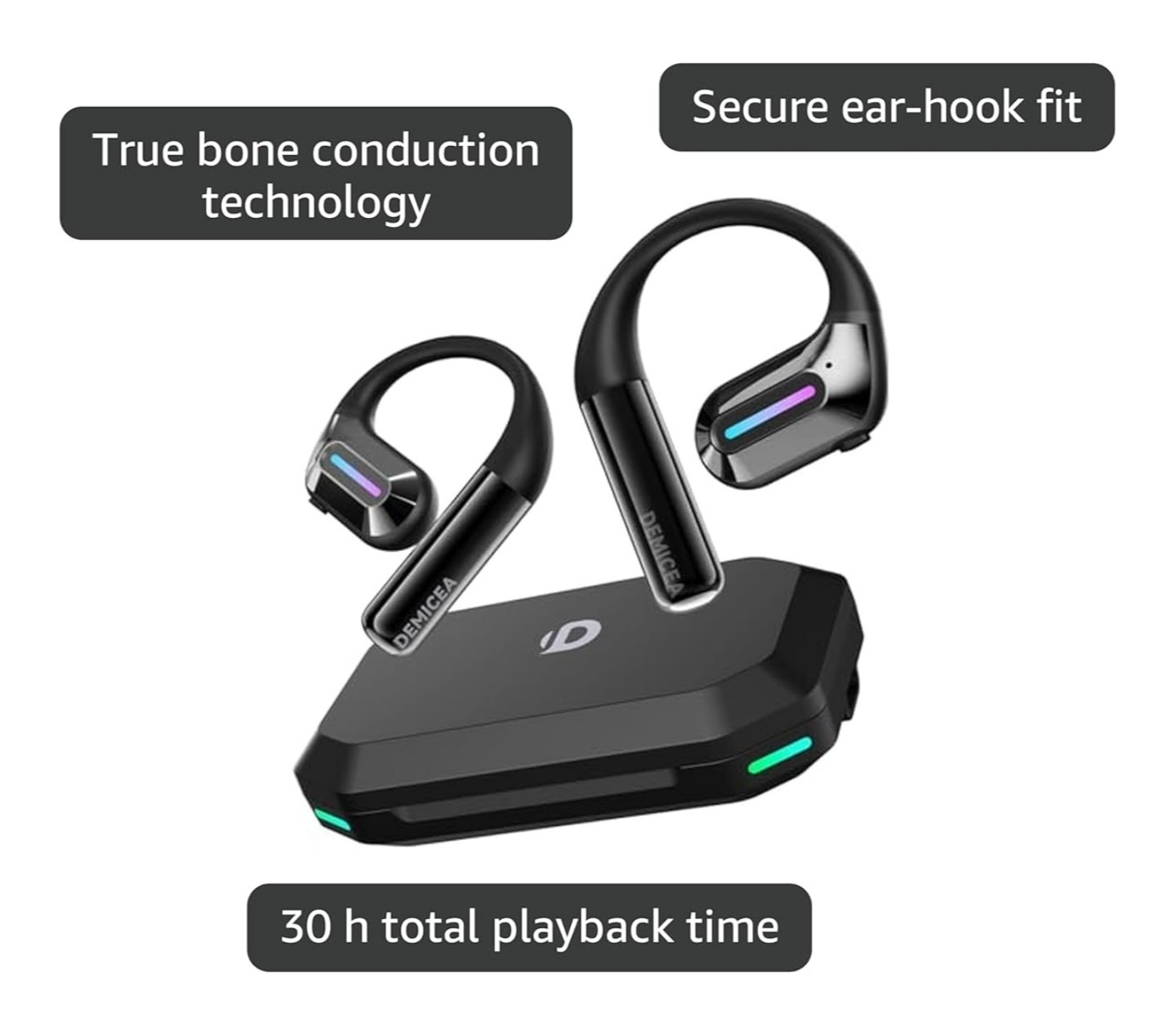True Bone Conduction Headphones, Perfect for Night Running and Cycling, Auror…
