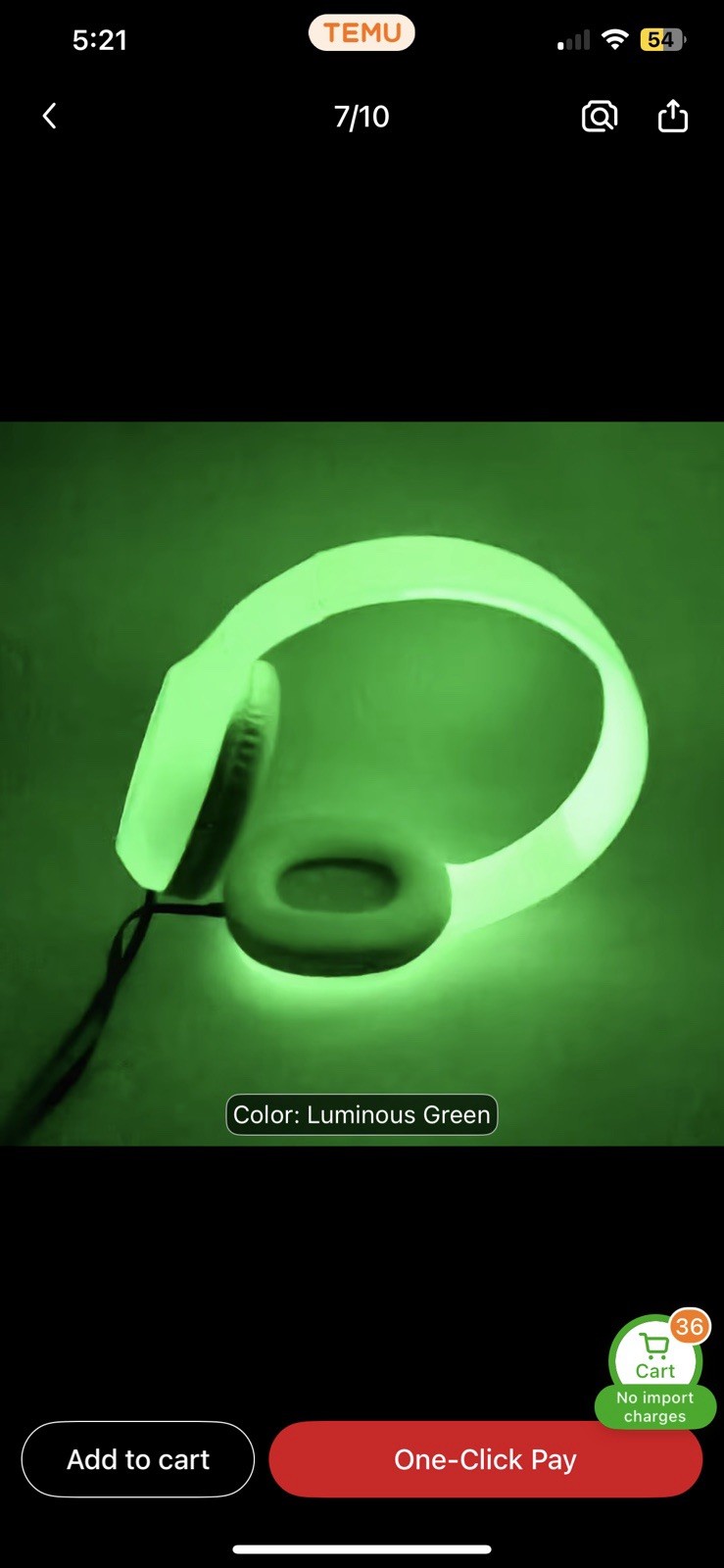 Getgold Glow At Night & Luminous Green Classroom,Airplane, & Office Headphones