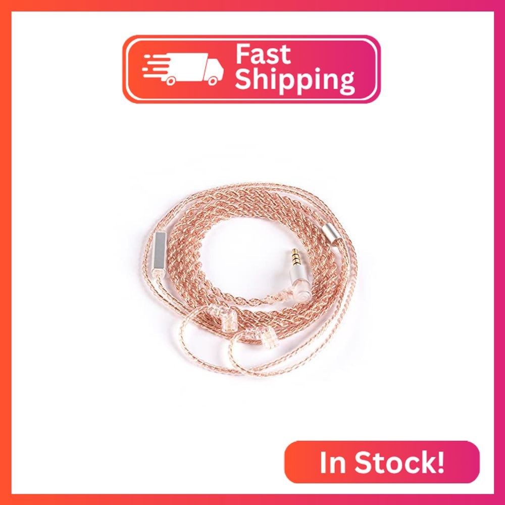 KBEAR 4-Core Pure Copper Recessed 2Pin IEM Cable with Mic, HiFi Wired Earbuds De