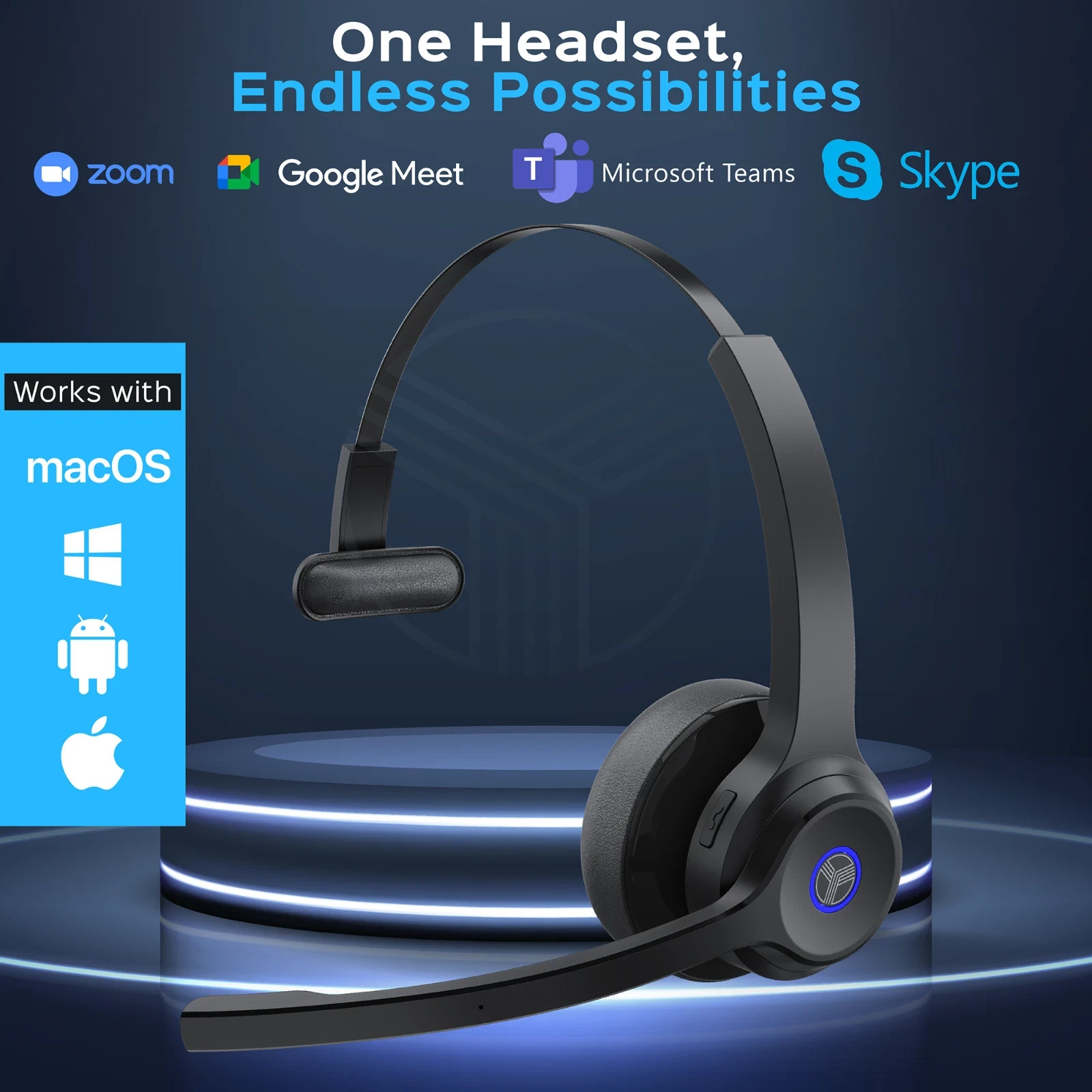 TREBLAB C7 – Single Ear Bluetooth Headset with Mic, 45H Playtime