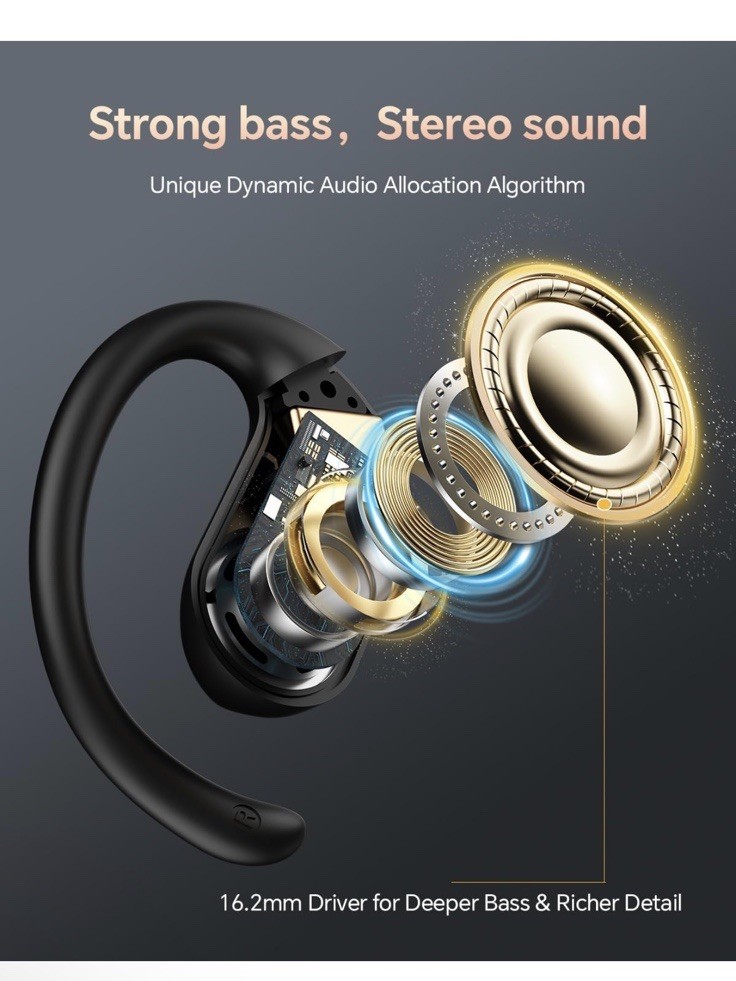 Open Ear Headphones Bluetooth 5.4: 50H Playtime 16.2mm Drivers, Open Ear Tedelon