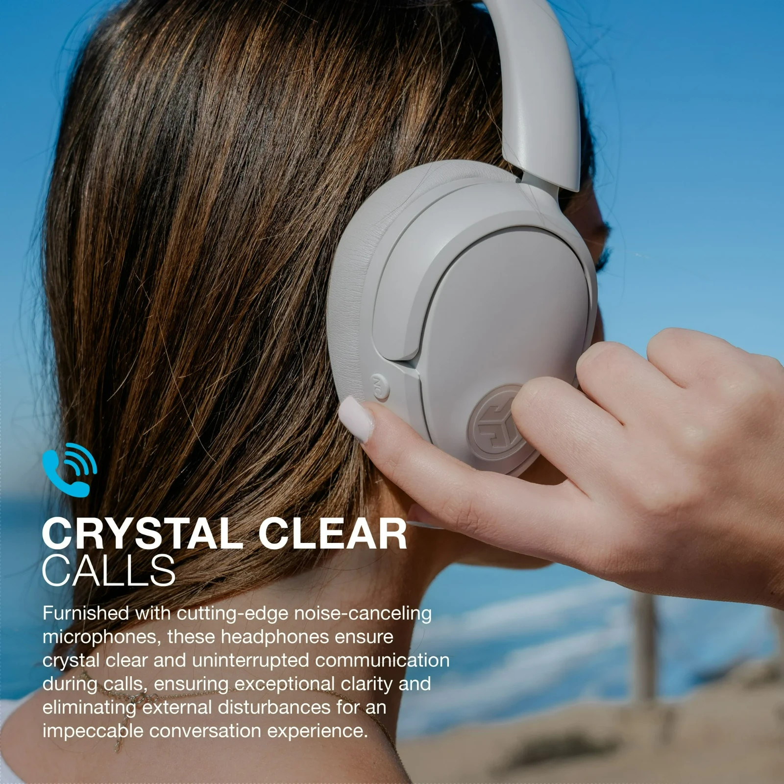 JLab JBuds Lux ANC Over-Ear Wireless Headphones, 70-Hour Battery – Cloud White
