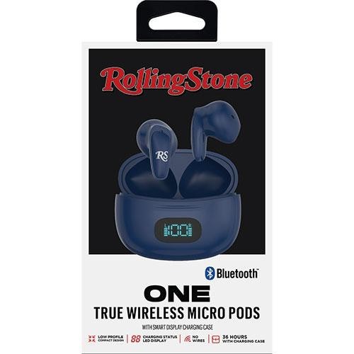 Mizco Rolling Stone One True Wireless Micro Pods Bluetooth Low Profile Navy Blue