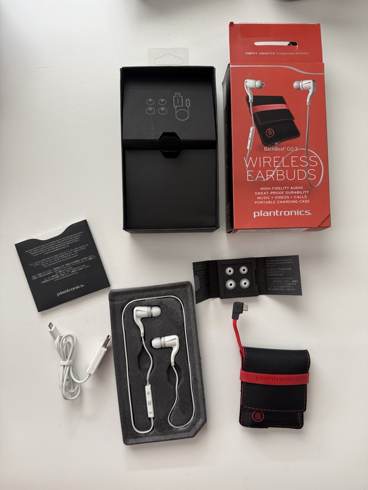 Plantronics Backbeat Go 2 Wireless Bluetooth Earbuds -White