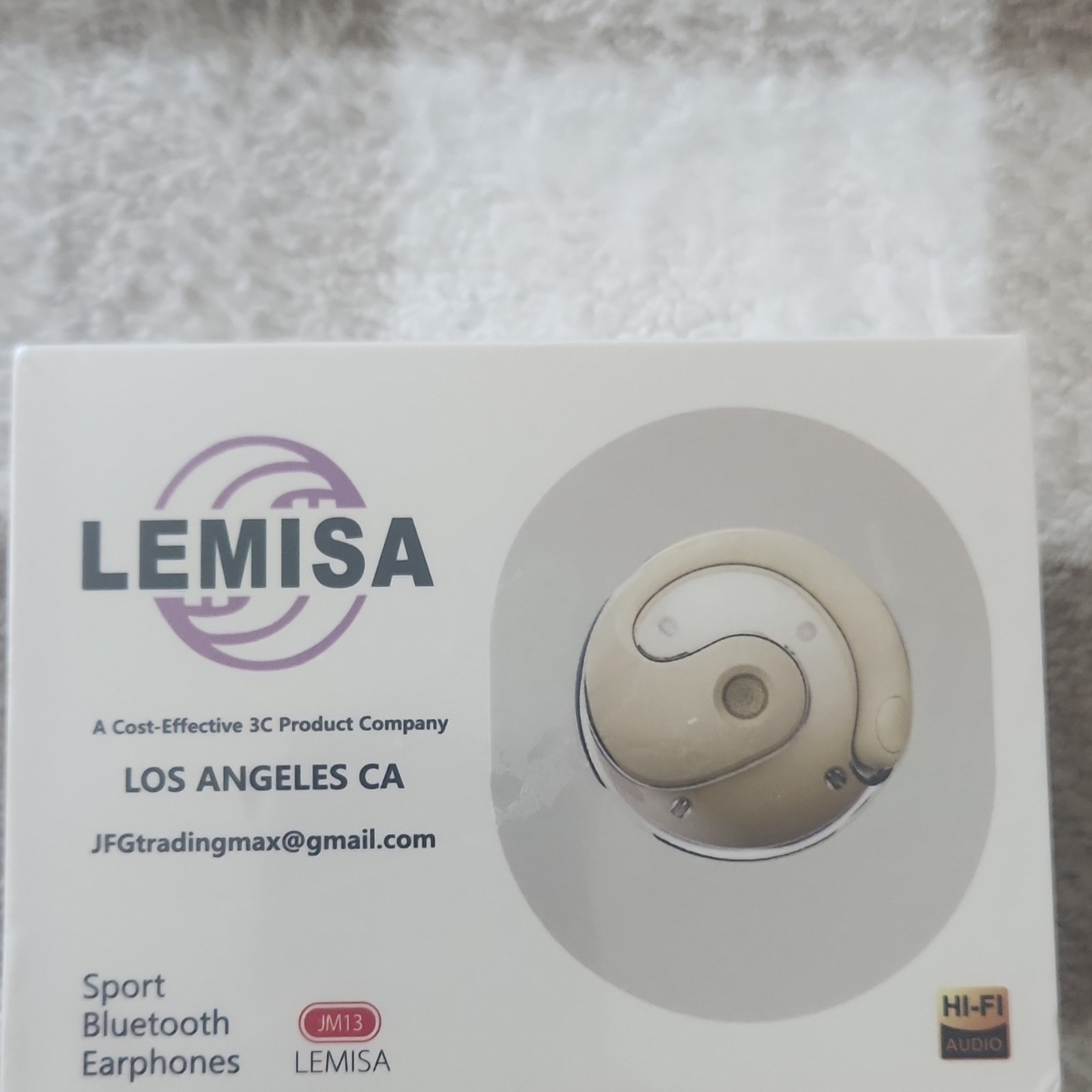 LEMISA JM13 Wireless Bluetooth In-Ear Sport Earbuds Beige/White Built-In Mic