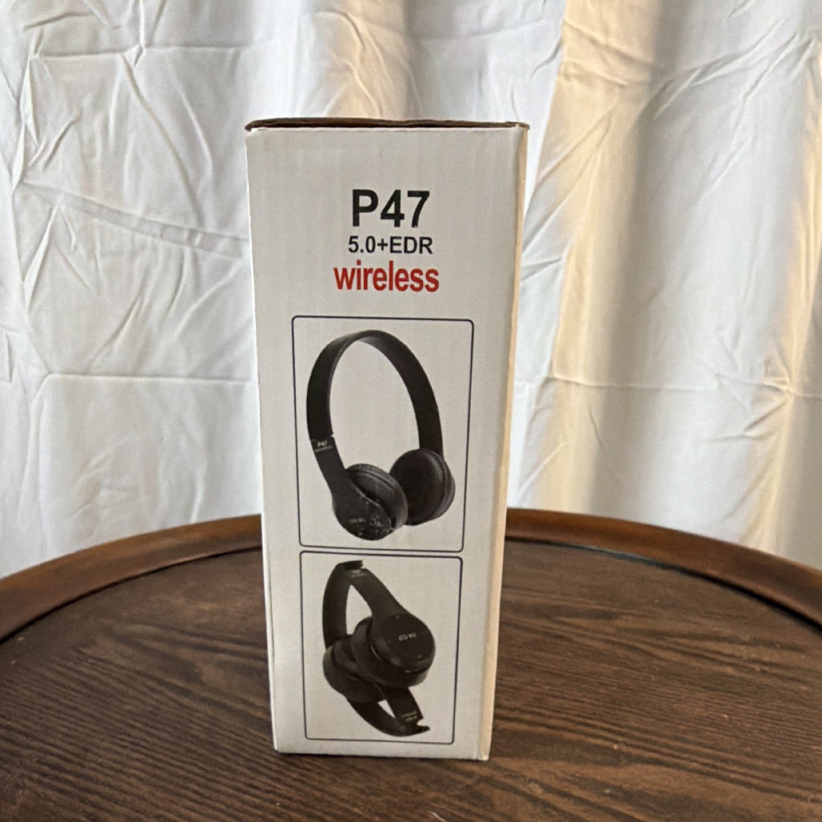 P47 5.0+EDR Wireless Headband Ear-Pad Headphones 40mm Foldable FM MP3 Black