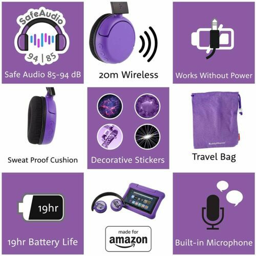 BuddyPhones PopTime Wireless Headphones – Purple