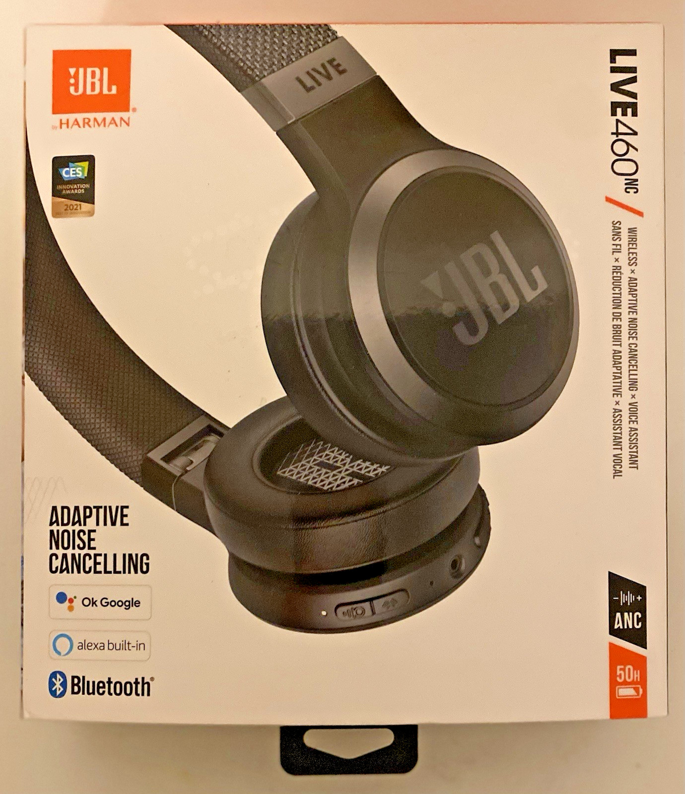JBL Live460NC Wireless Headphones Adaptive Noise Cancelling BLACK New Open Box