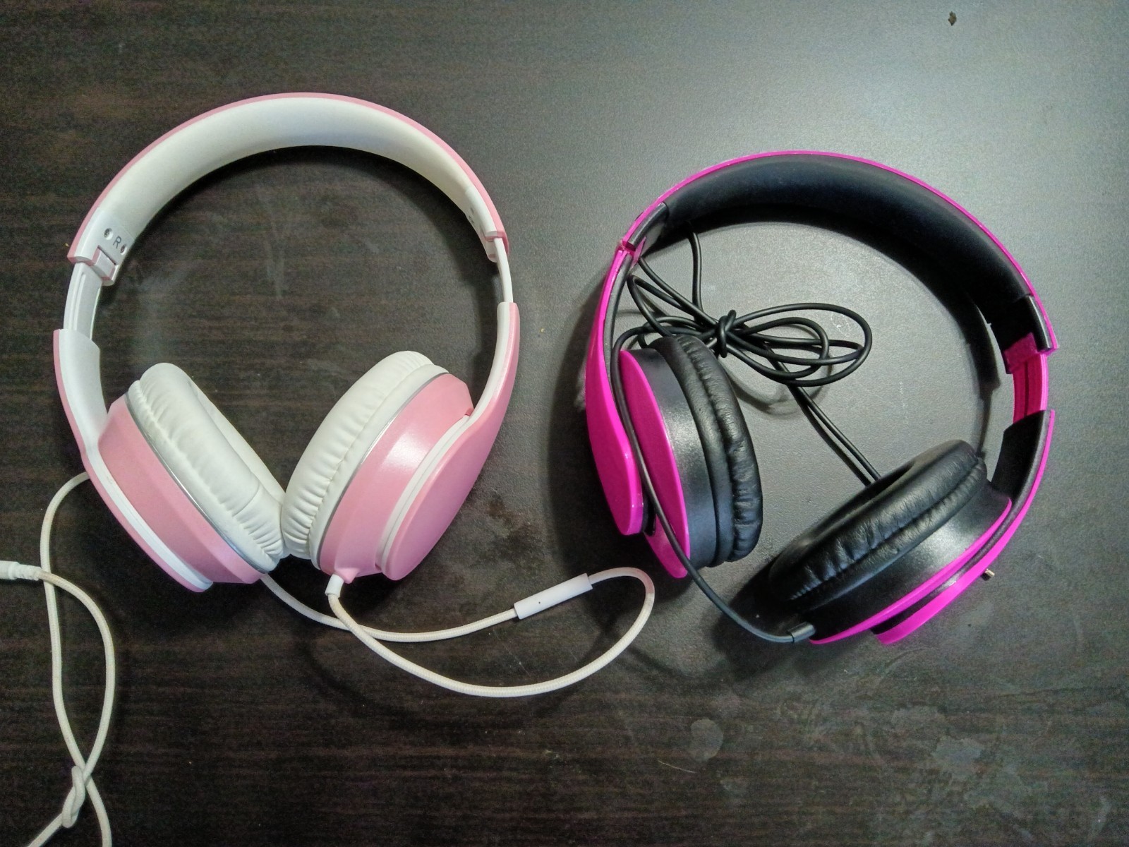 LORELEI Pink White Black Wired Ear-Pad Headband Headphones 3.5mm Jack