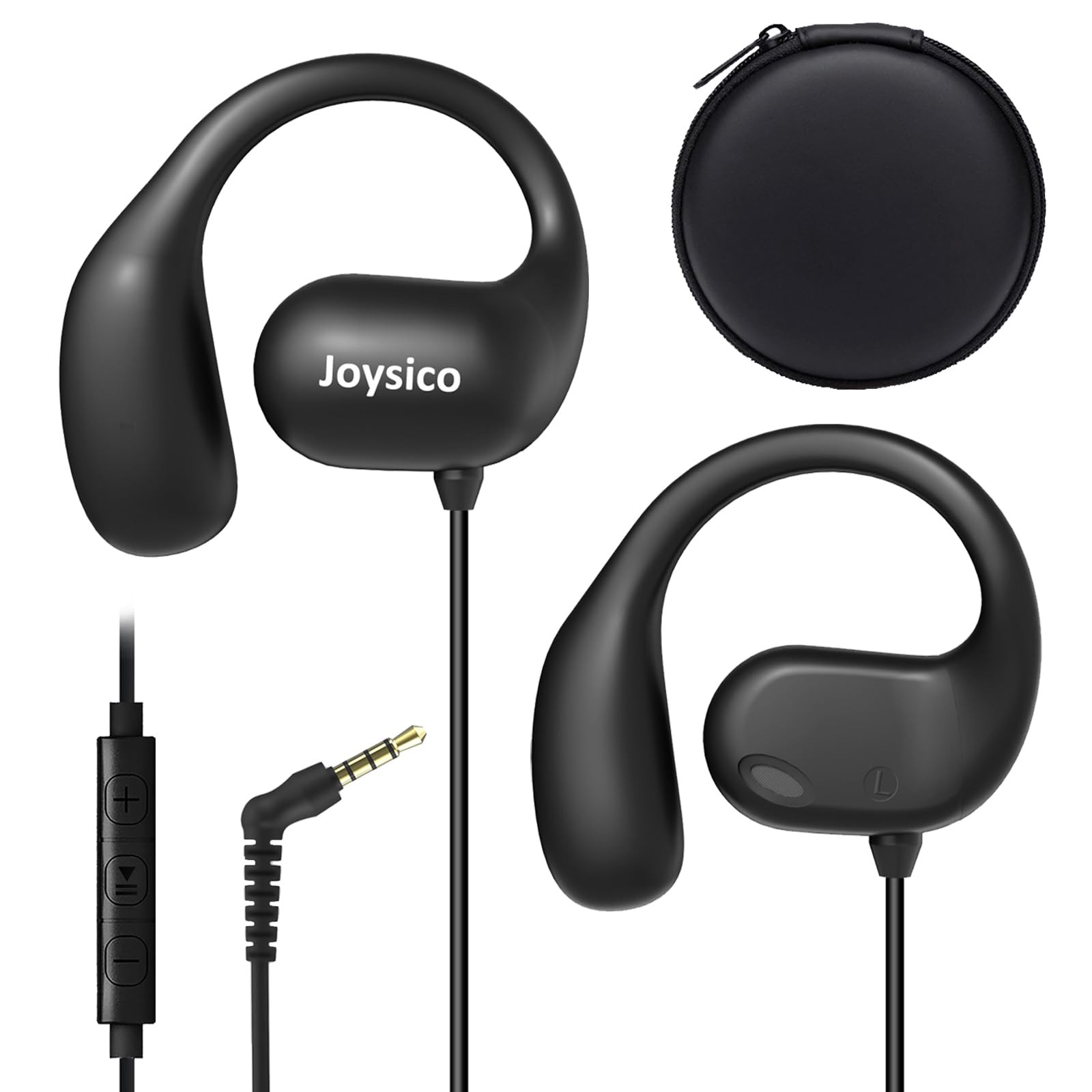 Wired Open Ear Headphones Microphone Volume Control Wrap Around Ear Hook