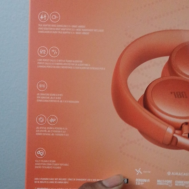JBL Live 680NC Over-Ear Bluetooth Headphones ANC Spatial Sound Orange