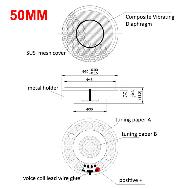 HiFi 50mm Headphone Driver For Denon AH D7000 D5000 D2000 High-End Speaker