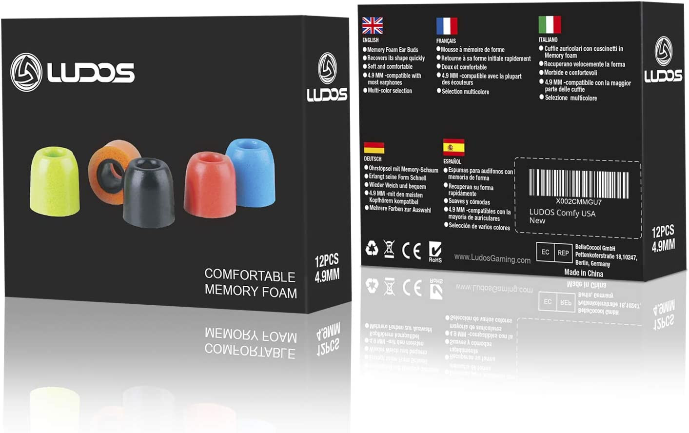 Almohadillas Espuma Memoria Repuesto Auriculares Rojo Verde Naranja Azul 4.9mm