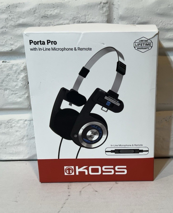 Koss Porta Pro On Ear Stereophones, Headphones with Case, Black Silver