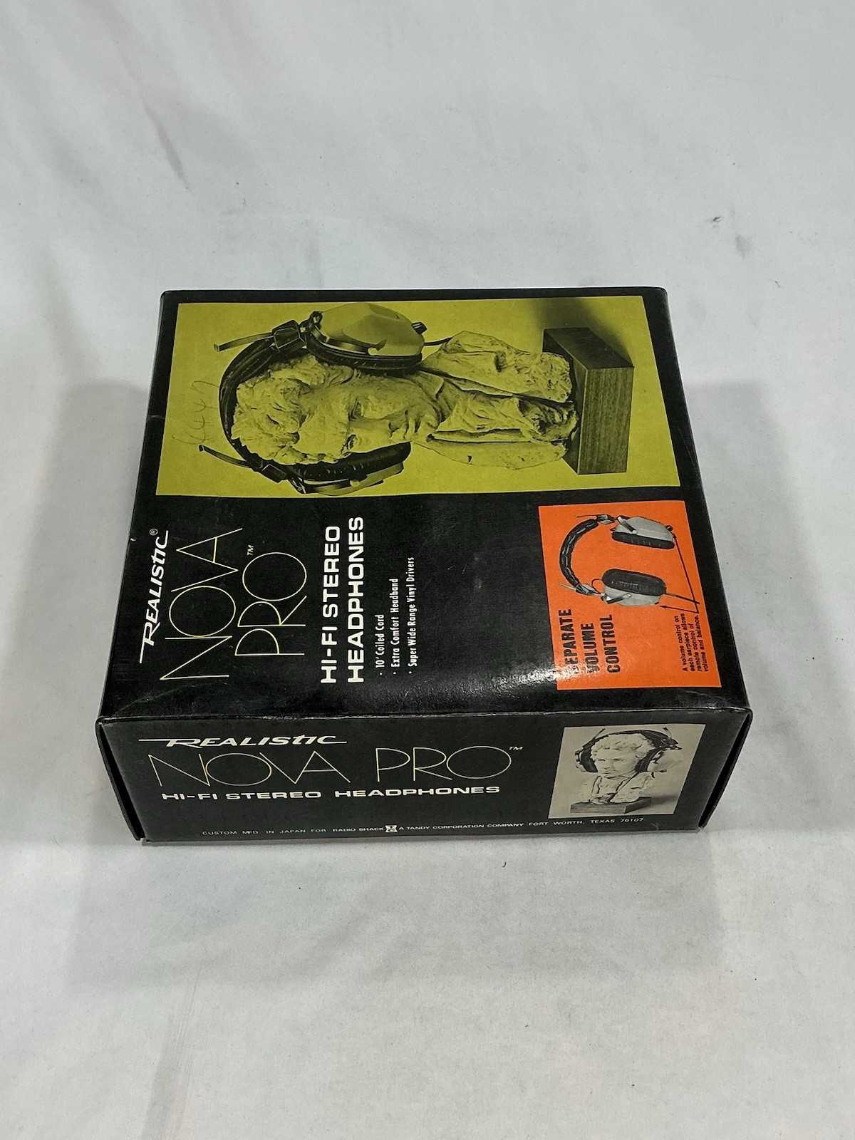 NOS Realistic Nova Pro Vintage Hi-Fi Stereo Headphones Independent Volume w/Box