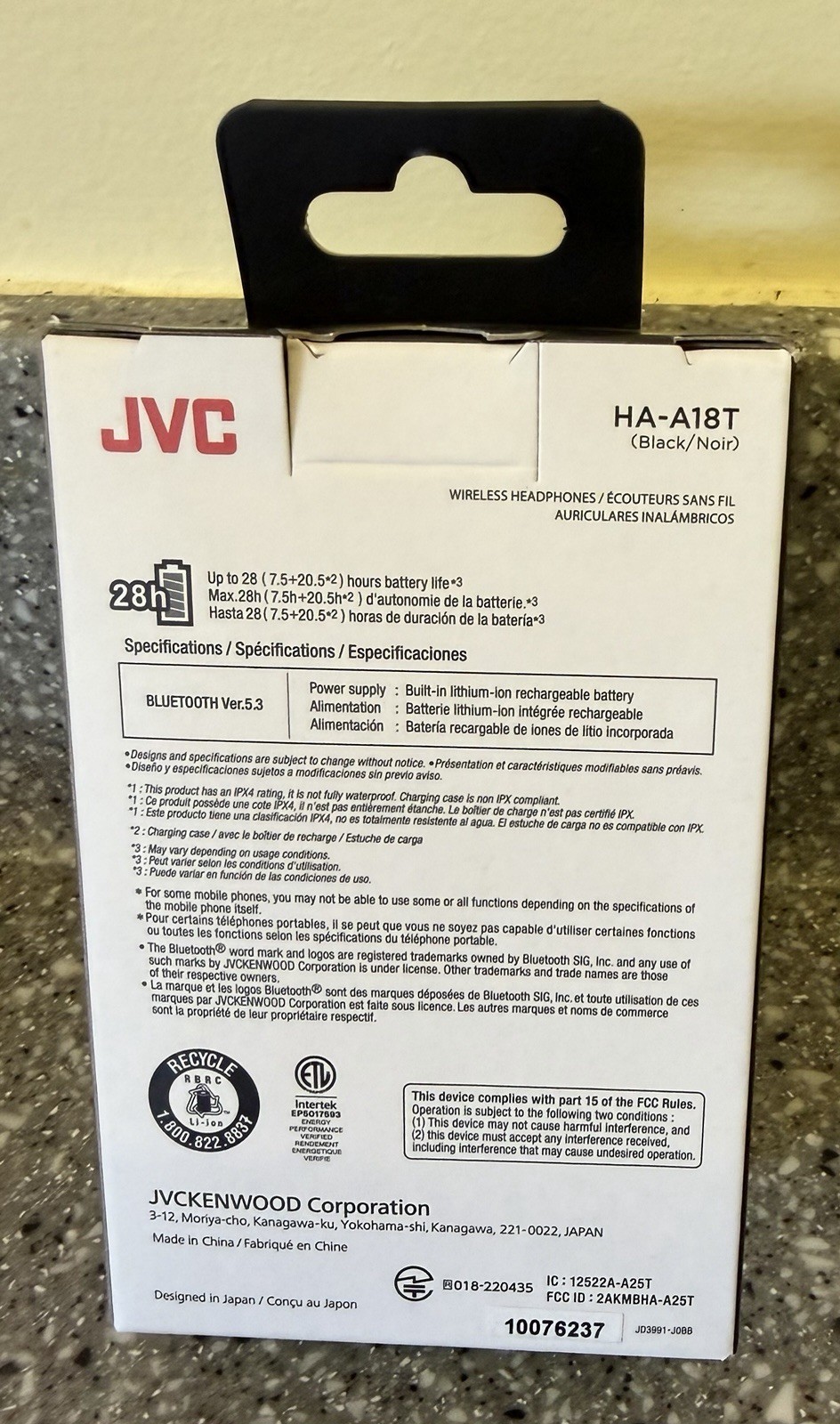 JVC Marshmallow Black In Ear True Wireless Earbuds Headphones HA-A18T