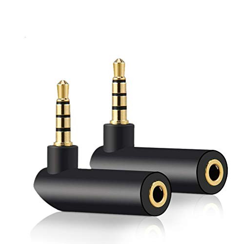 3.5mm Right Angle Audio Adapter Male to Female Stereo Jack Connector 2 Pack
