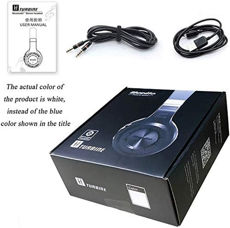 HT Turbine Wireless Bluetooth 5.0 Stereo Headphones with Mic (White)