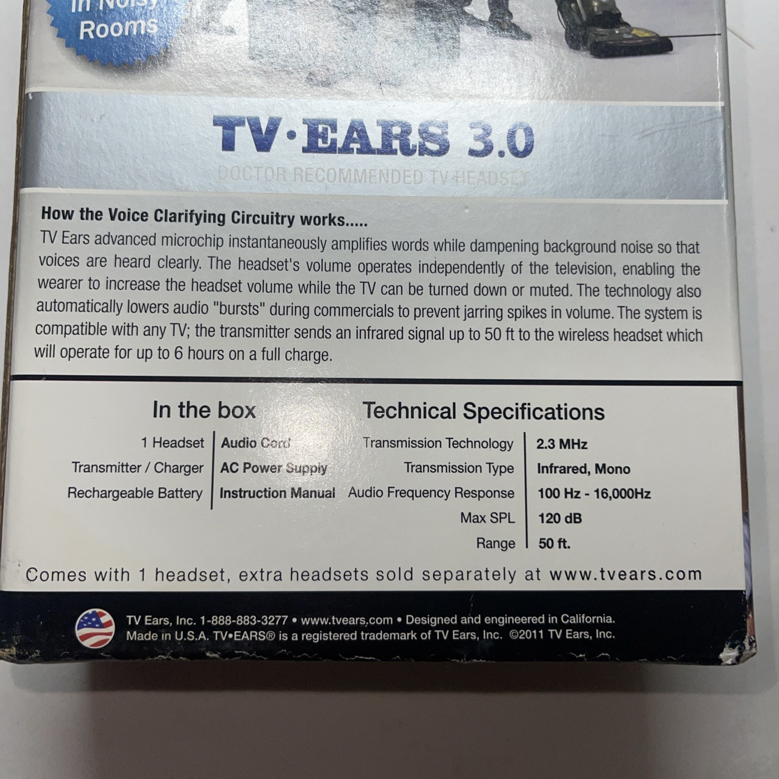 TV Ears 2.3 Mhz Wireless Headset System 3.0 Rechargeable – Works Tested