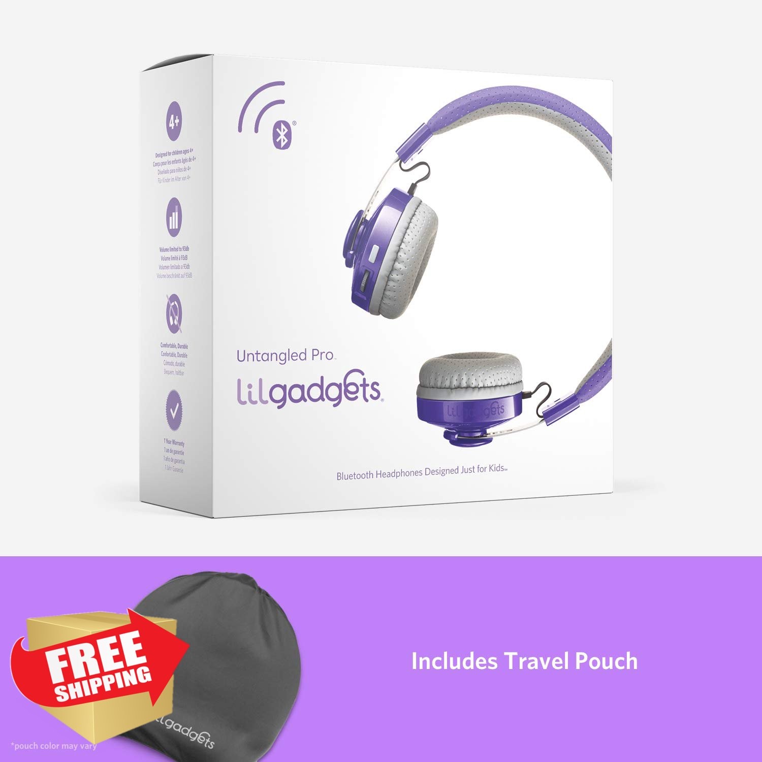 LilGadgets Untangled Pro Kids Wireless Purple Headphones