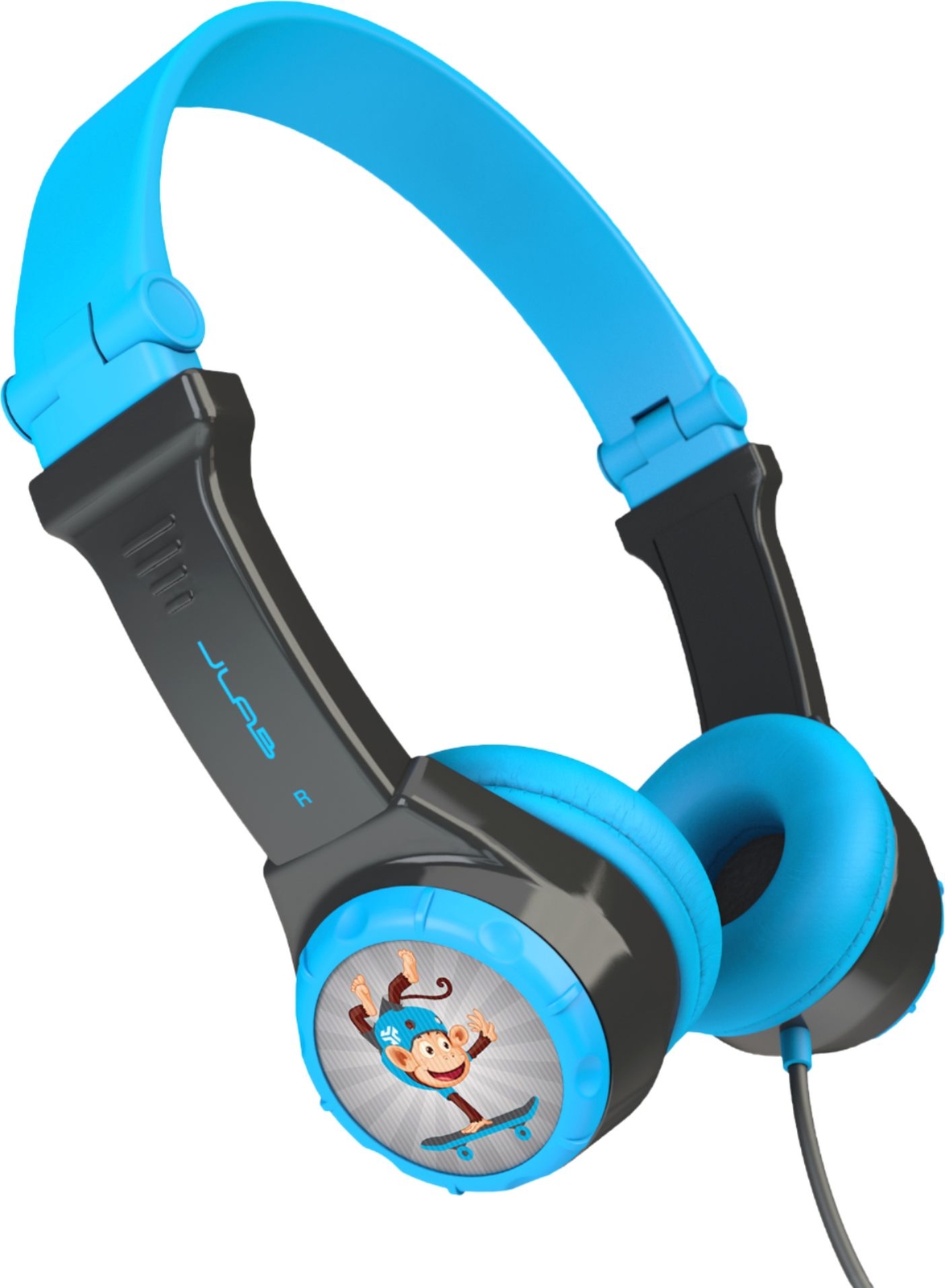 JLab JK2-GRYBLU-RTL Audio JBuddies Folding Wired On-Ear Headphones – Blue/Gray