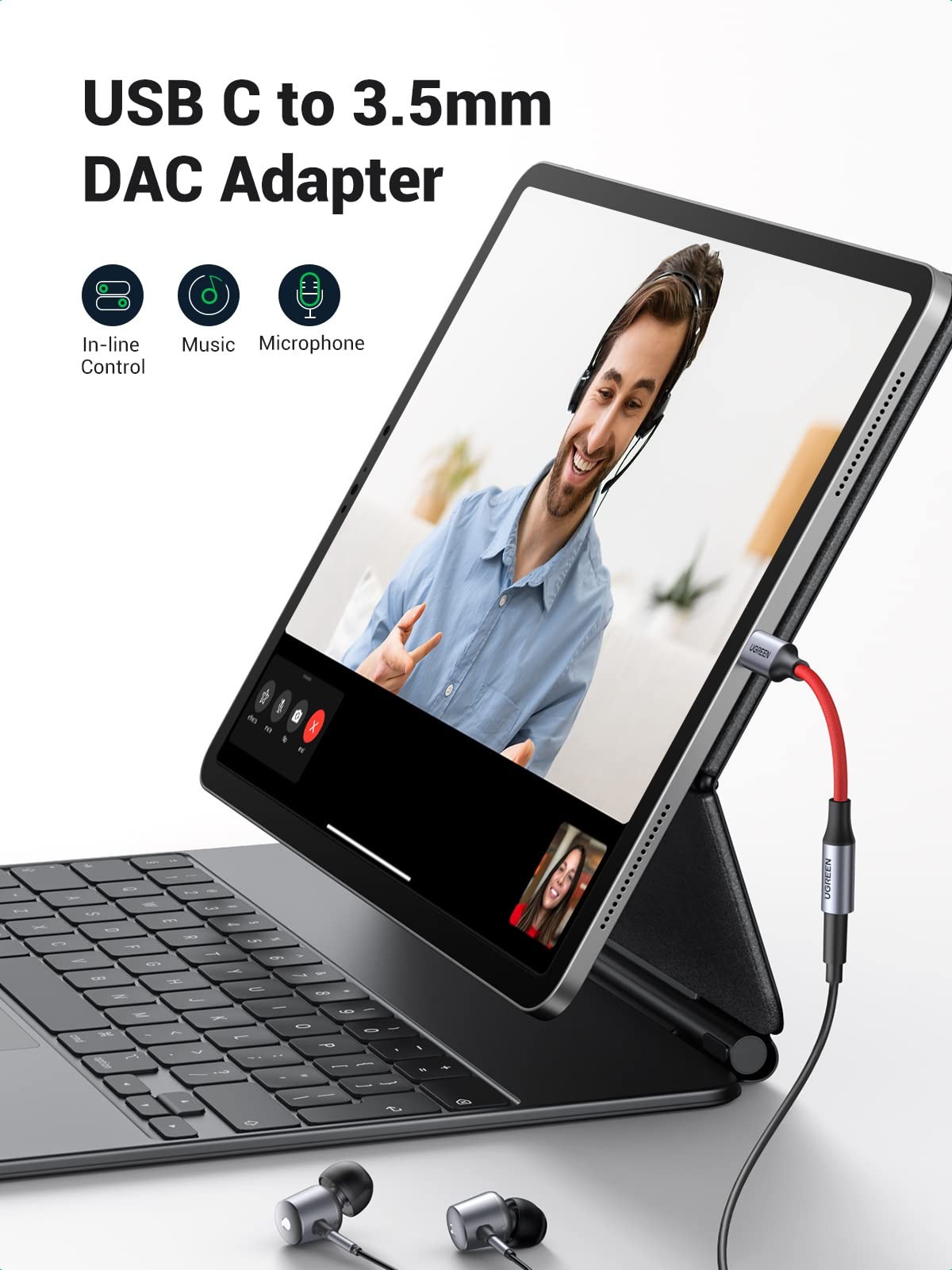UGREEN USB C to 3.5mm Audio Adapter Type C to Headphone Aux Jack Dongle 24bit/96