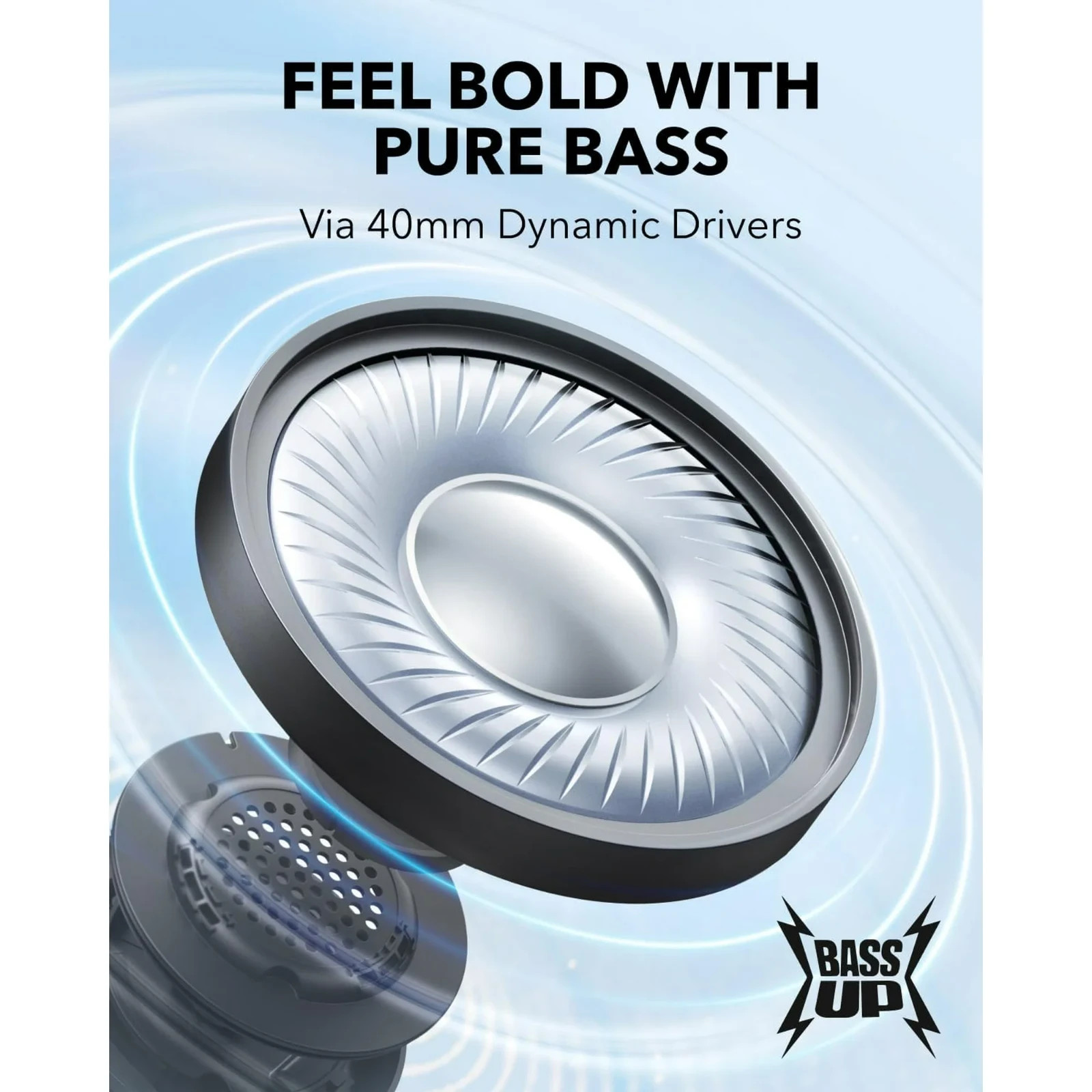 Soundcore H30i Pure Bass Wireless On-Ear Headphones Black Bluetooth