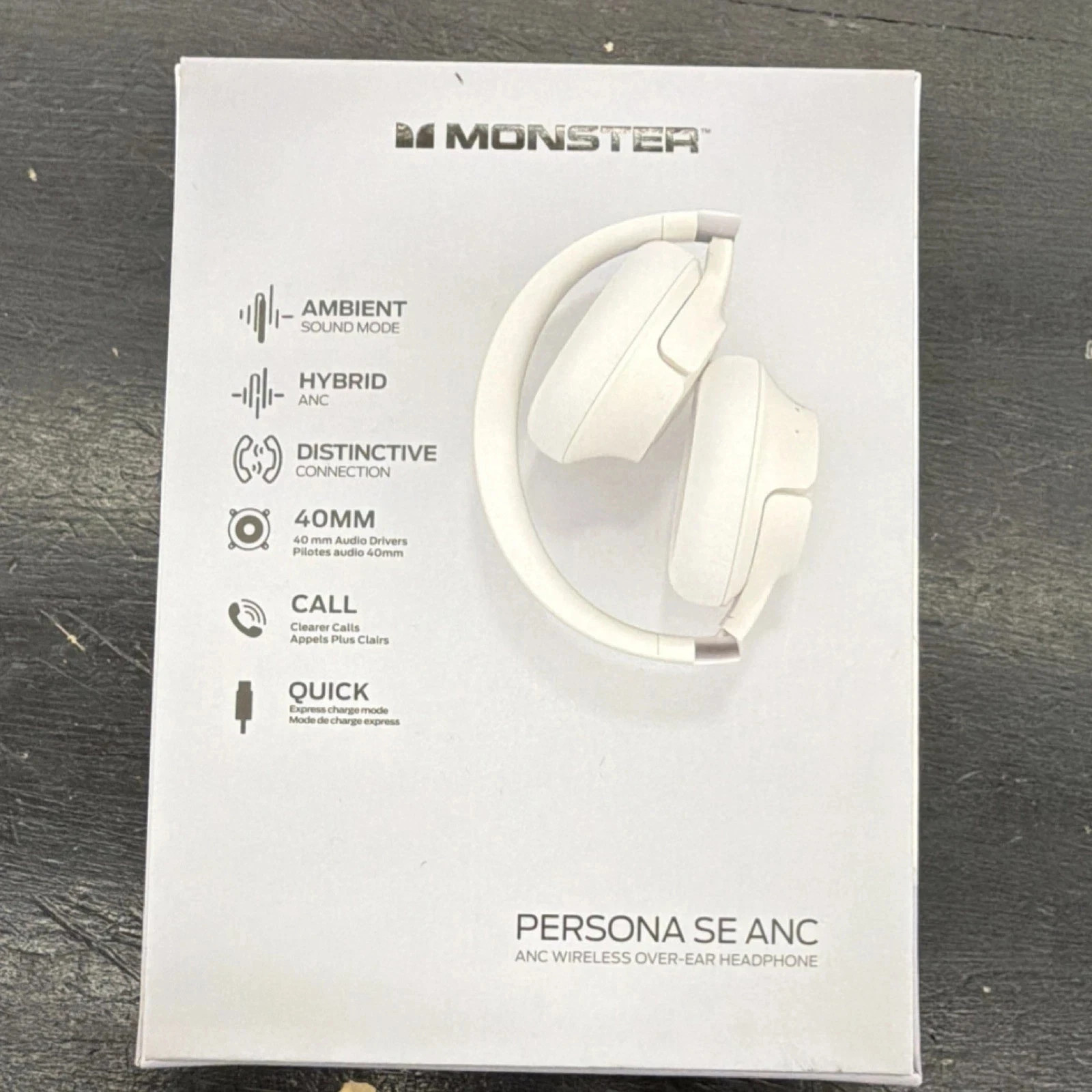 Monster Persona SE ANC Bluetooth Over-Ear Headphones Ambient Sound Mode White