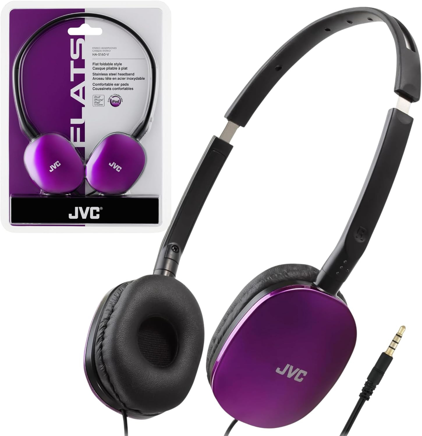 Flats On-Ear Wired Headphones – Flat Foldable Design – 30Mm Driver for Powerful