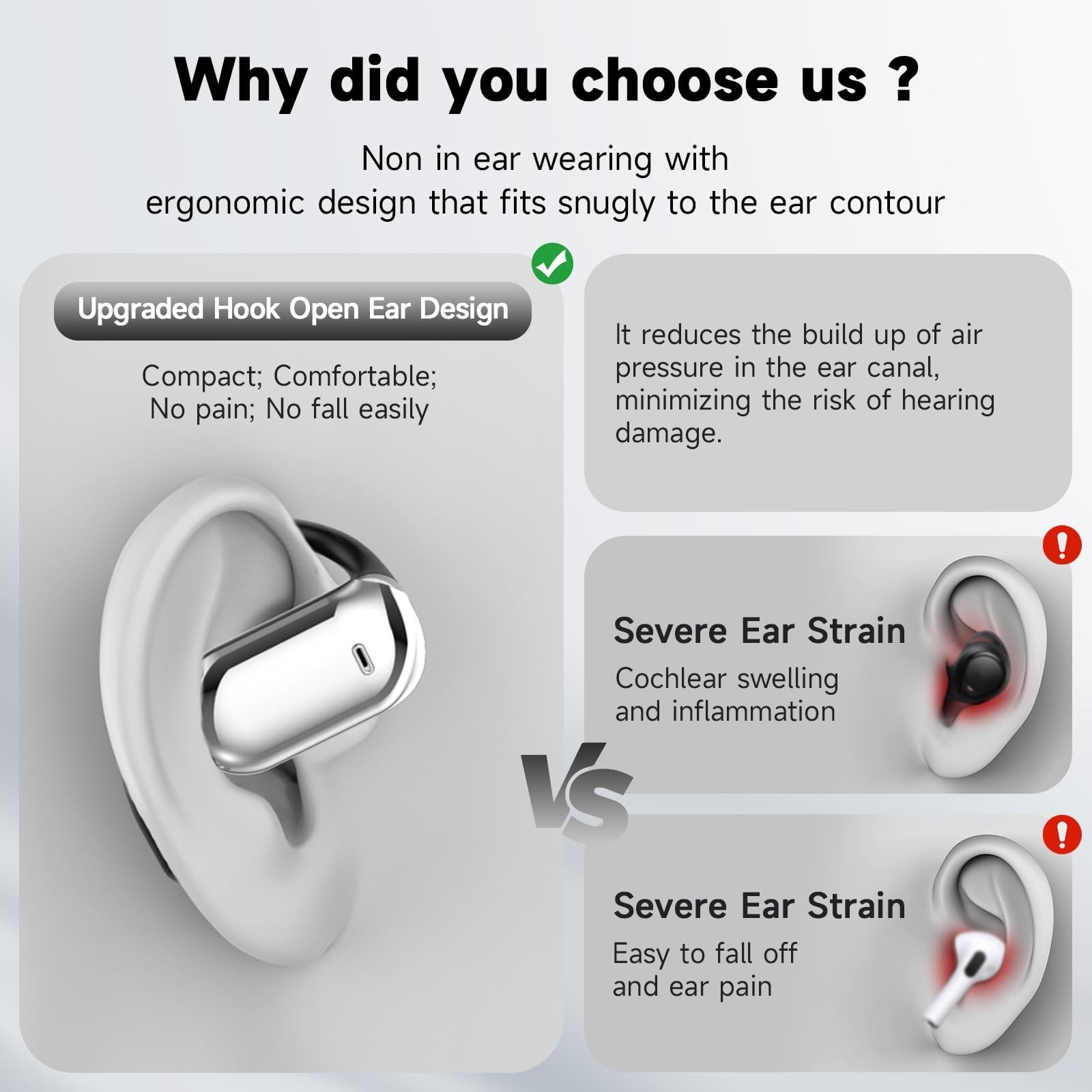 Open Ear Headphone Bluetooth 5.4 Wireless Earphone Air Conduction Earbuds wit…