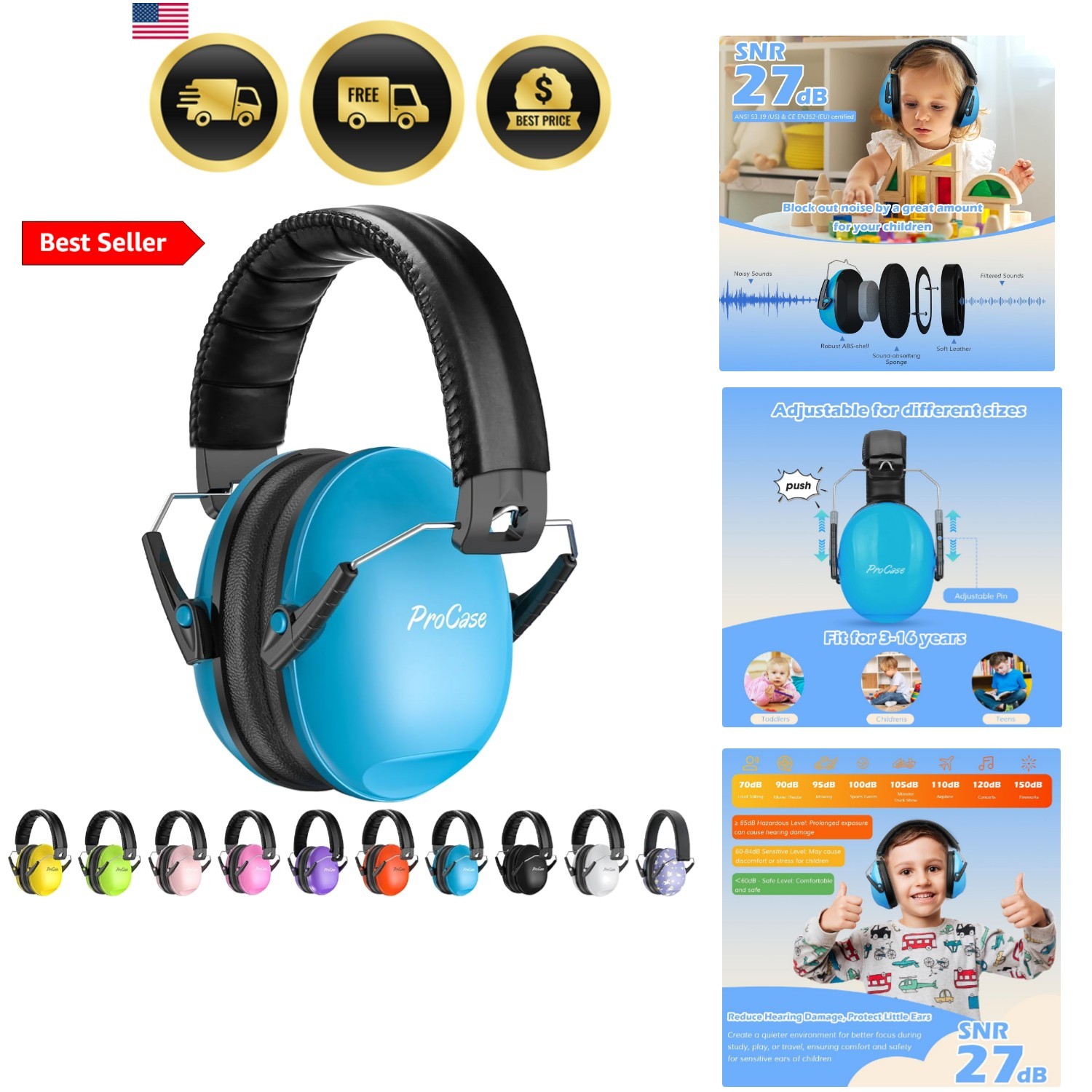 Noise Cancelling Headphones for Kids Toddler, SNR 27dB Noise Reduction Ear Mu…