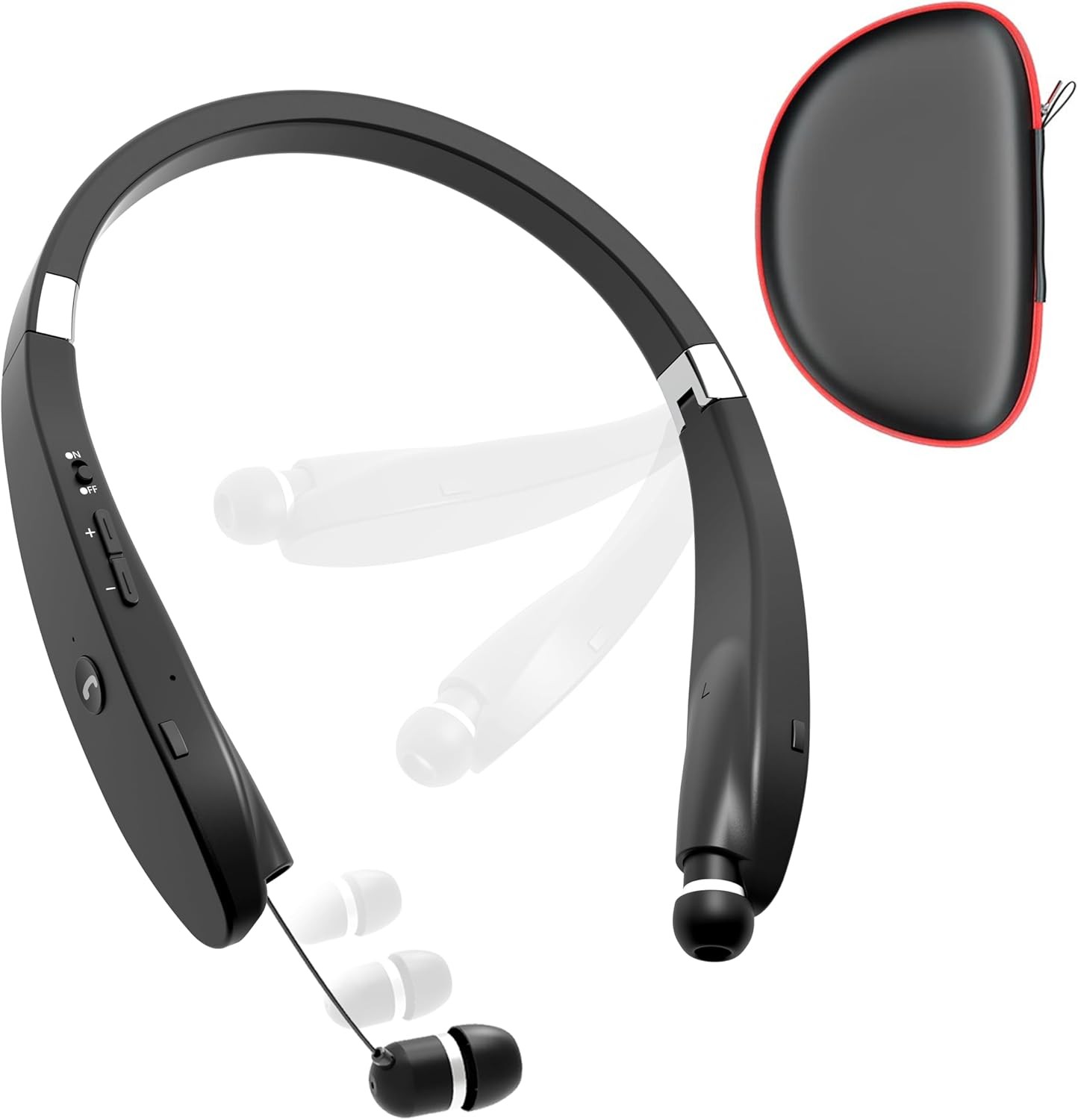 Bluetooth Neckband Headphones, Dpvisn Foldable Wireless Lightweight Black