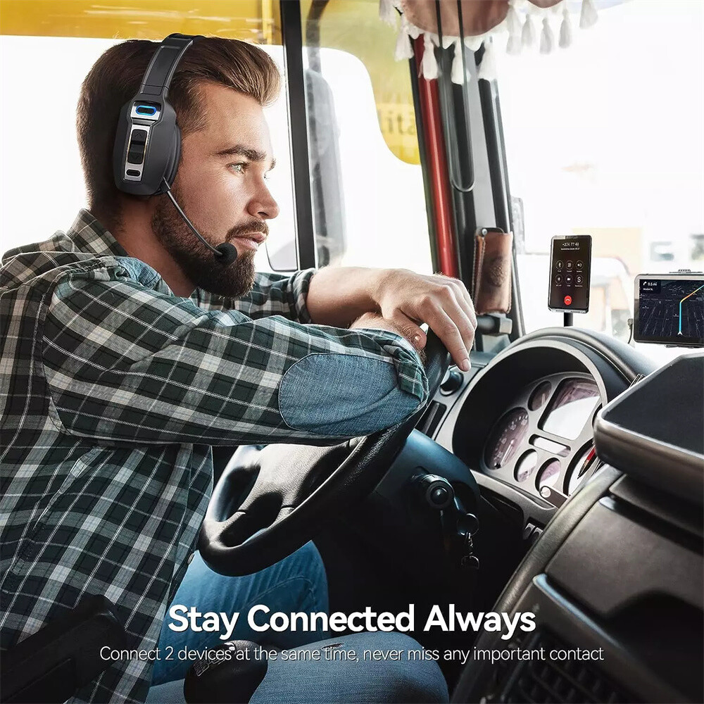 New Trucker Headset Wireless Bluetooth 5.2 AI Noise Cancelling Mic For Phones PC