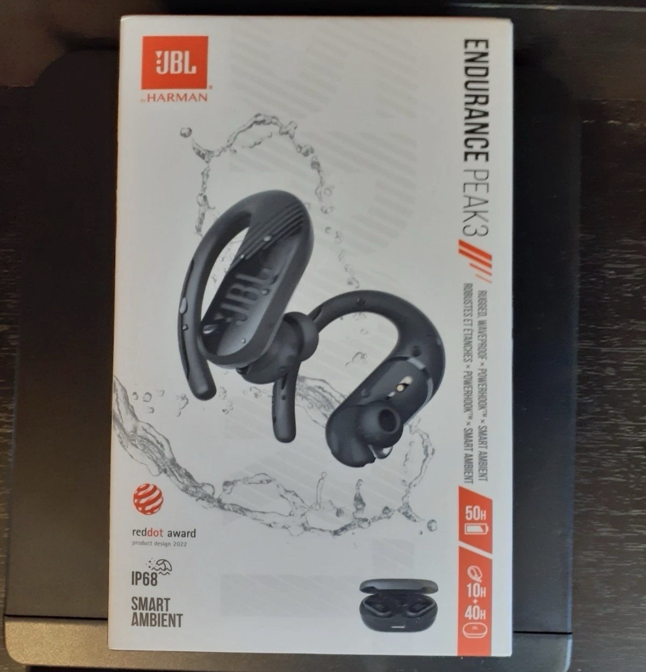 JBL Endurance Peak 3 True Wireless Bluetooth Earhook Earbuds ANC Case Black