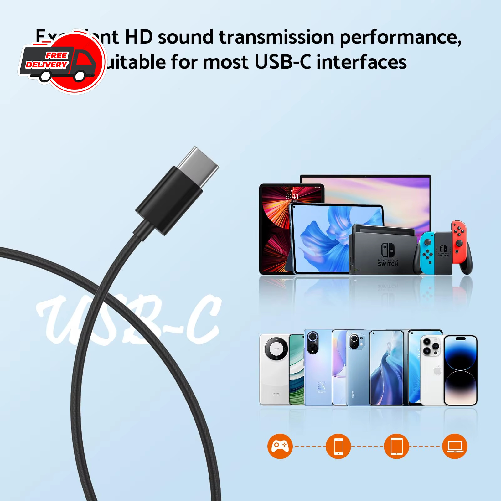 For Samsung USB-C Wired Earphones HiFi In-Ear Headphones with Mic Type-C 3.5mm