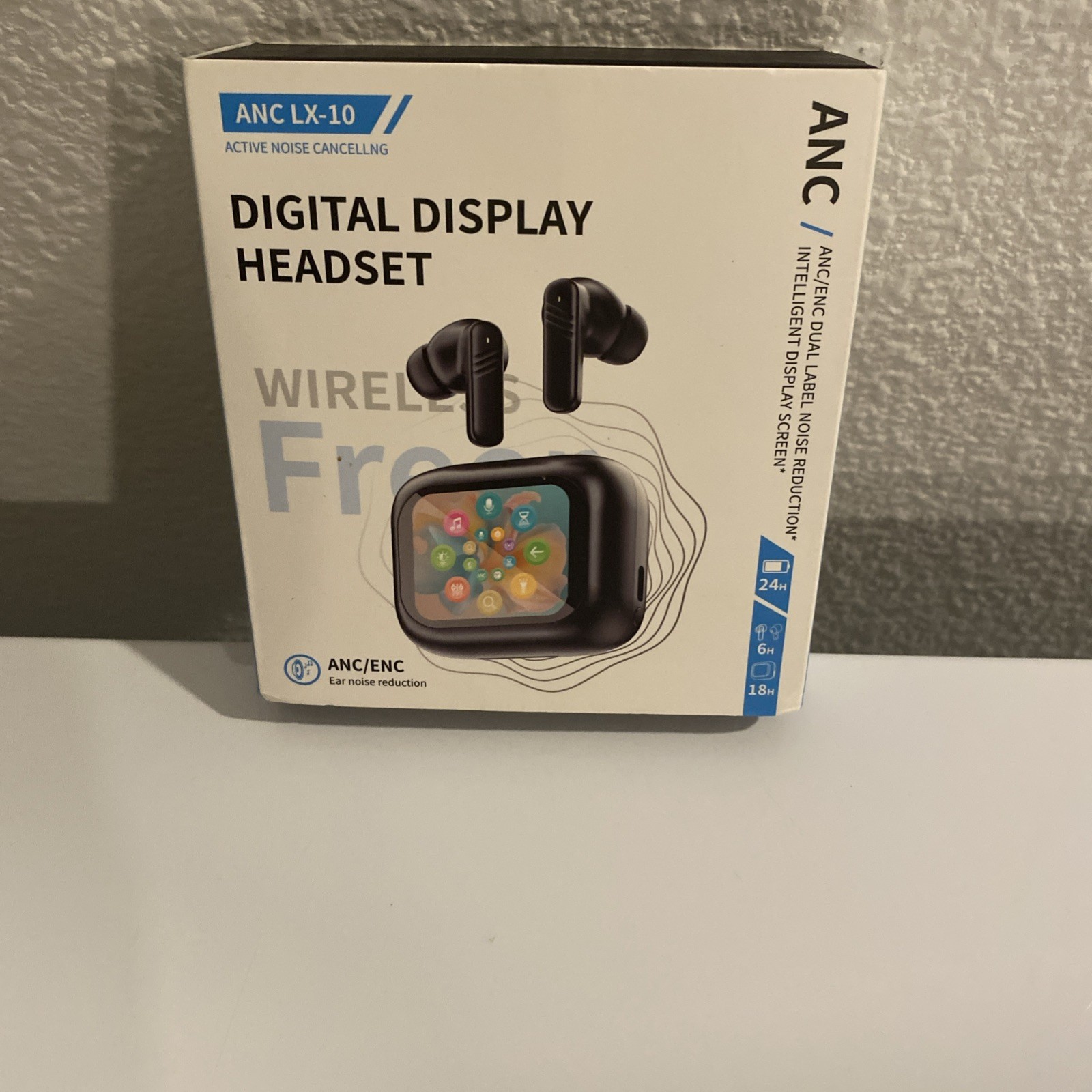 ANC LX-10 Wireless Earbuds Digital Display, Noise Cancelling Black New Sealed
