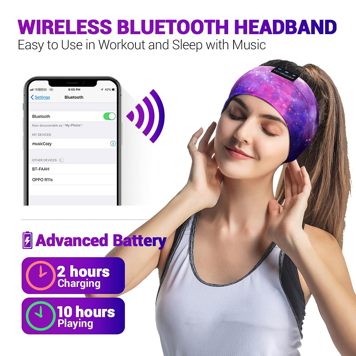 Sleep Headphones Bluetooth Headband Sleeping Wireless Headband Headphones wit…